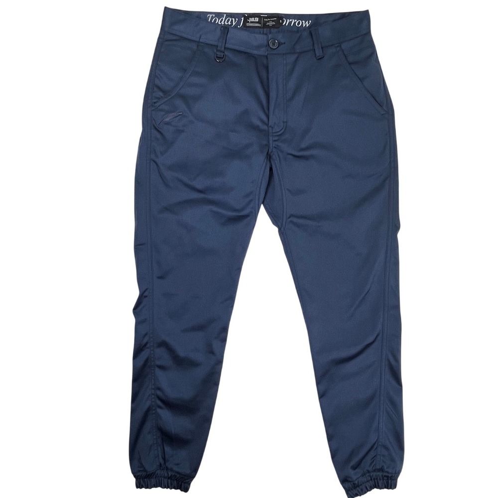 Publish Brand Satin Joggers Size 32 Shiny Navy Techwear Elastic Cuffs D‑Ring